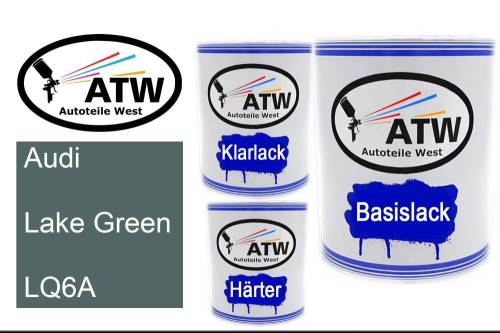 Audi, Lake Green, LQ6A: 1L Lackdose + 1L Klarlack + 500ml Härter - Set, von ATW Autoteile West.